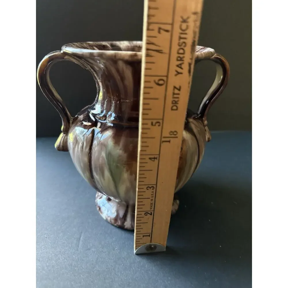 Vintage JASBA KERAMIK German Pottery Vase 1930s Drip Glaze Brown Handcrafted